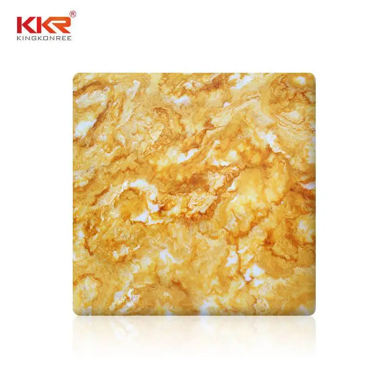 Hot Selling Nieuw Design Kleur Acryl Steen Geel Doorschijnend Solid Surface Sheet KKR-A108 1