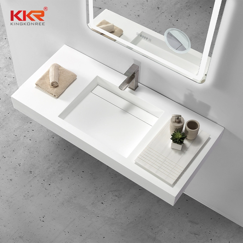 High-end Europe Fashion Design White Solid Surface Wall Hang Basin 1