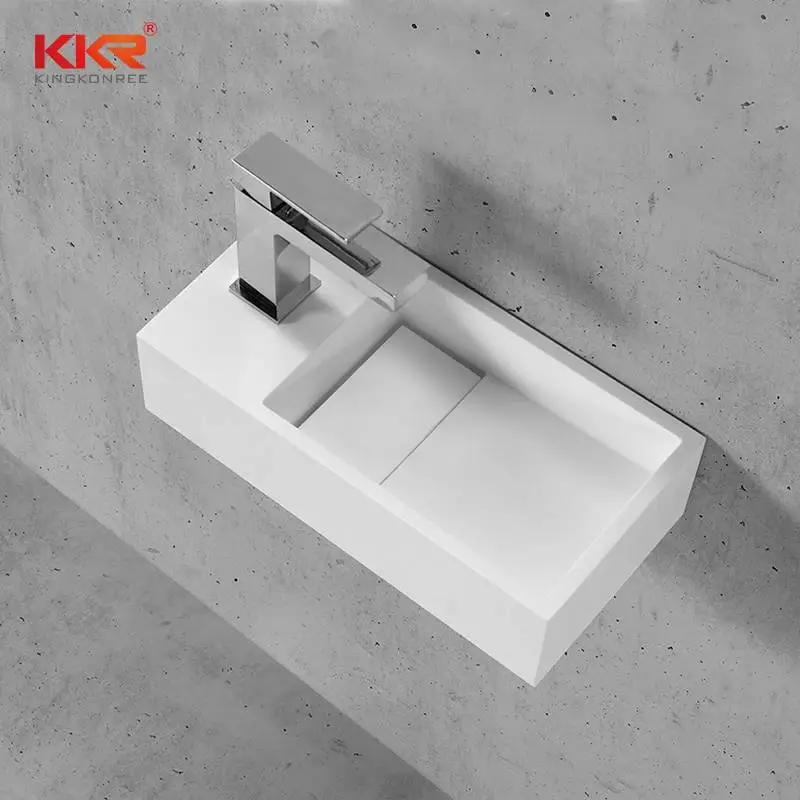 Hot Sales Custom Made Small Size Resin Stone Wall Hung Wash Basin KKR-1128 1