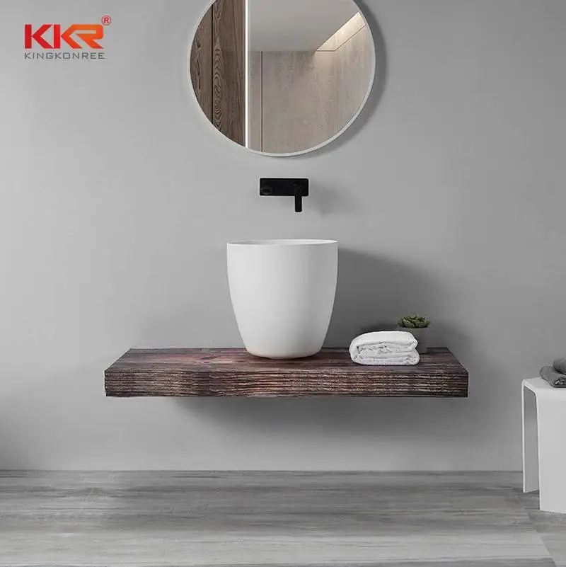 Above Counter Thin Edge Round Basin Solid Surface Bathroom Sink 1