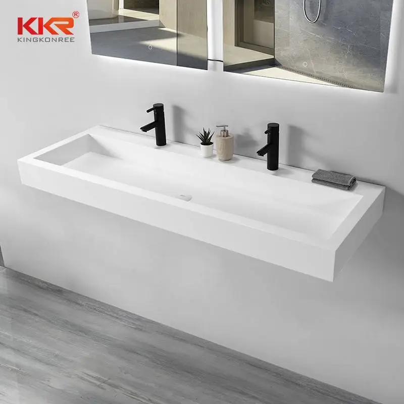 Artificial Stone Wall Vanity Basin White Bathroom Sink Hand Washbasin KKR-1269 1
