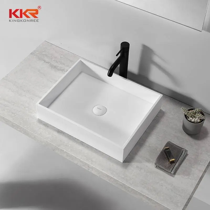 Inodoro de baño de superficie sólida acrílica, lavabo sobre encimera KKR-1112 1
