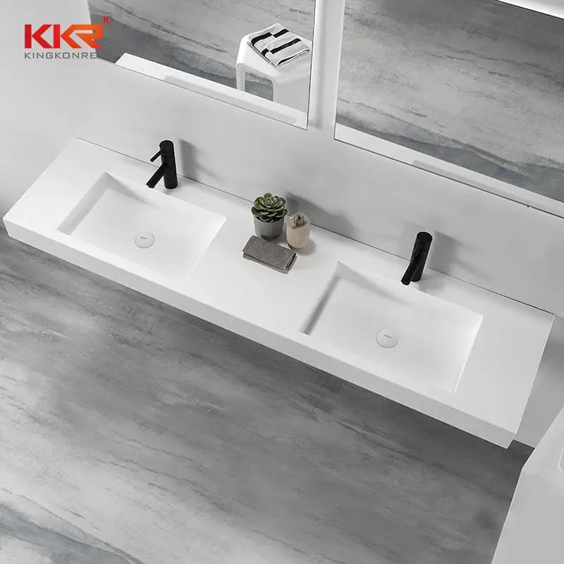 Ensemble de meuble-lavabo en acrylique à surface solide avec miroir KKR-1297 1