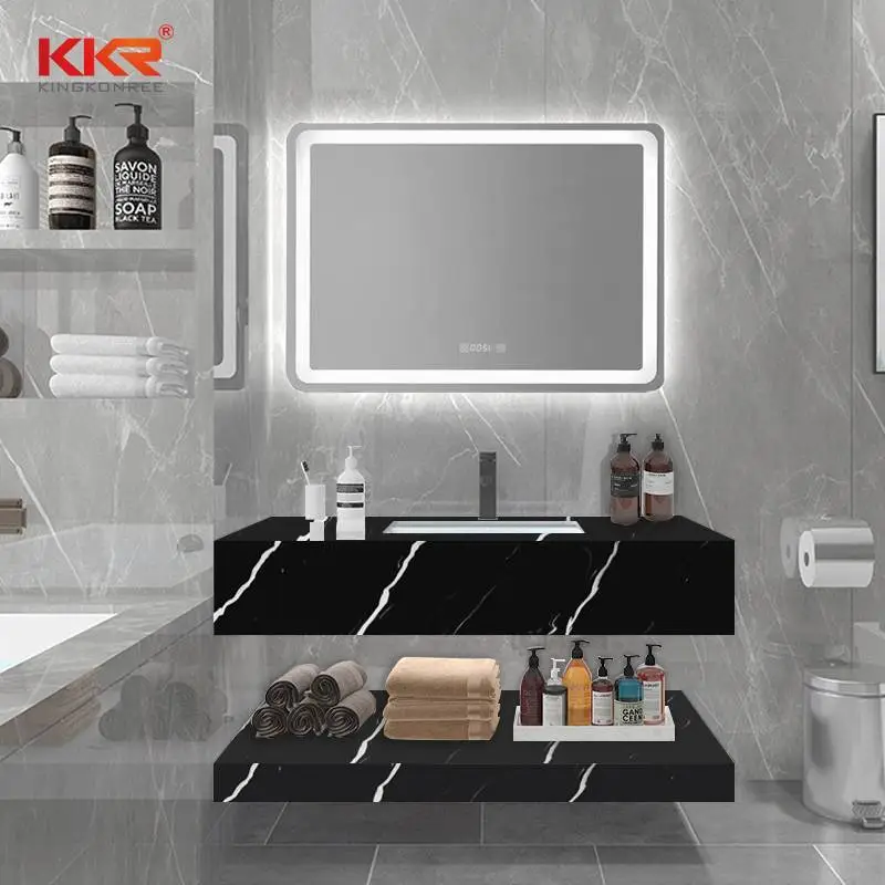 Noir & Lavabo en pierre à surface solide avec motif de marbre à texture blanche KKR-M8832 1