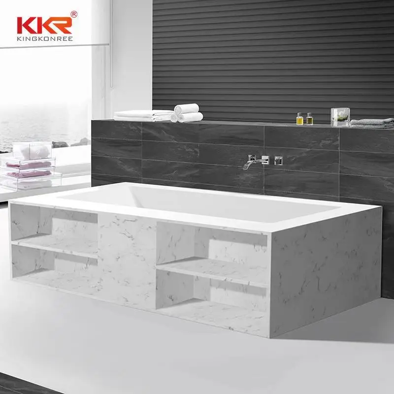 Customized Artificial Marble Solid Surface Freestanding Built-in Bathtub KKR-B069 1