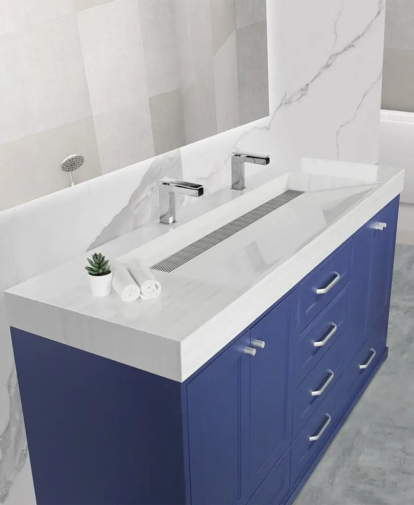 Kingkonree Smooth Vertical Culture Marble White Shower Wall Panel Shower Surround Tubs KKR-CMW17 2