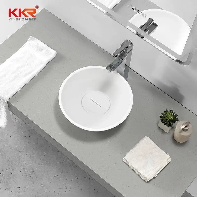 Hot Sales Round Solid Surface Wash Basin European Design Above Counter Basin KKR-1513-2-A 1