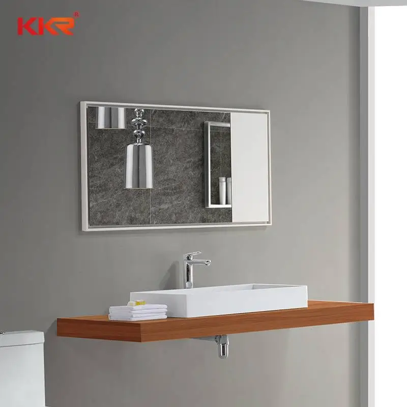 Solid Surface Frame Marble Stone Color Bathroom Led Mirror KKR-1570 1