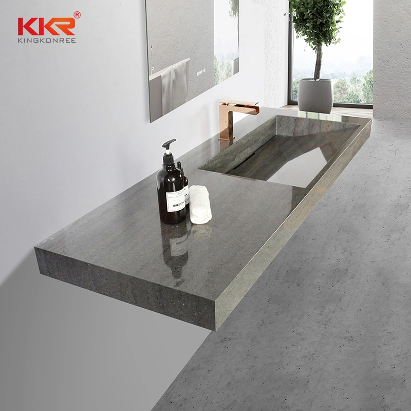 KKR – lavabo à motif de marbre, acrylique modifié, Surface solide, lavabo mural de salle de bains, évier de salle de bains KKR-M8873-2 1