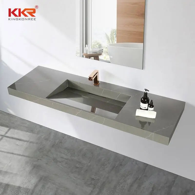 Lavelli da bagno rettangolari in superficie solida in pietra artificiale Lavabo da toeletta moderno KKR-M072 1