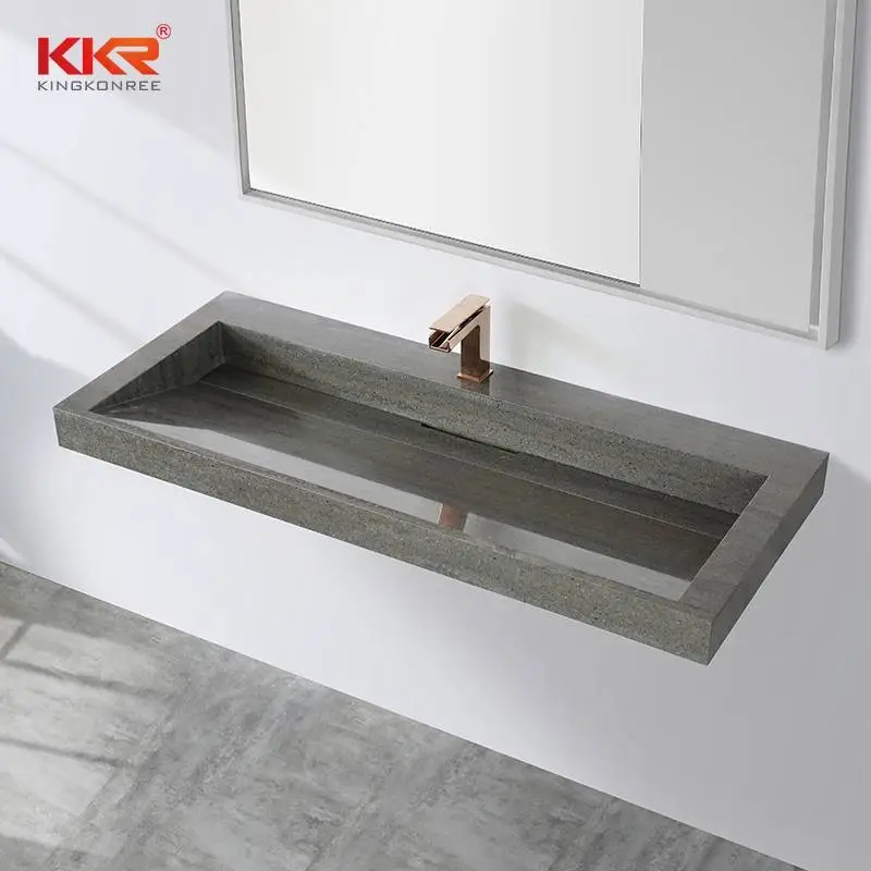 Kunststeen Effen Oppervlak Rechthoekige Badkamer Wastafels Moderne Badkamer Vanity Wastafel KKR-M8873-1 1