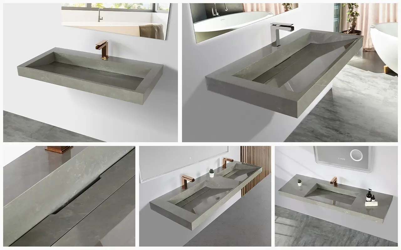 KingKonree royal wall mounted sink with counter space design for home 3