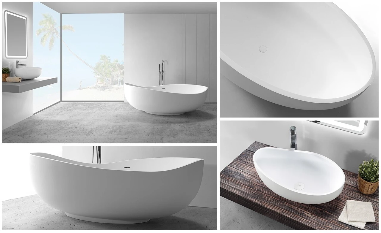 KingKonree marble acrylic clawfoot bathtub custom for bathroom 8