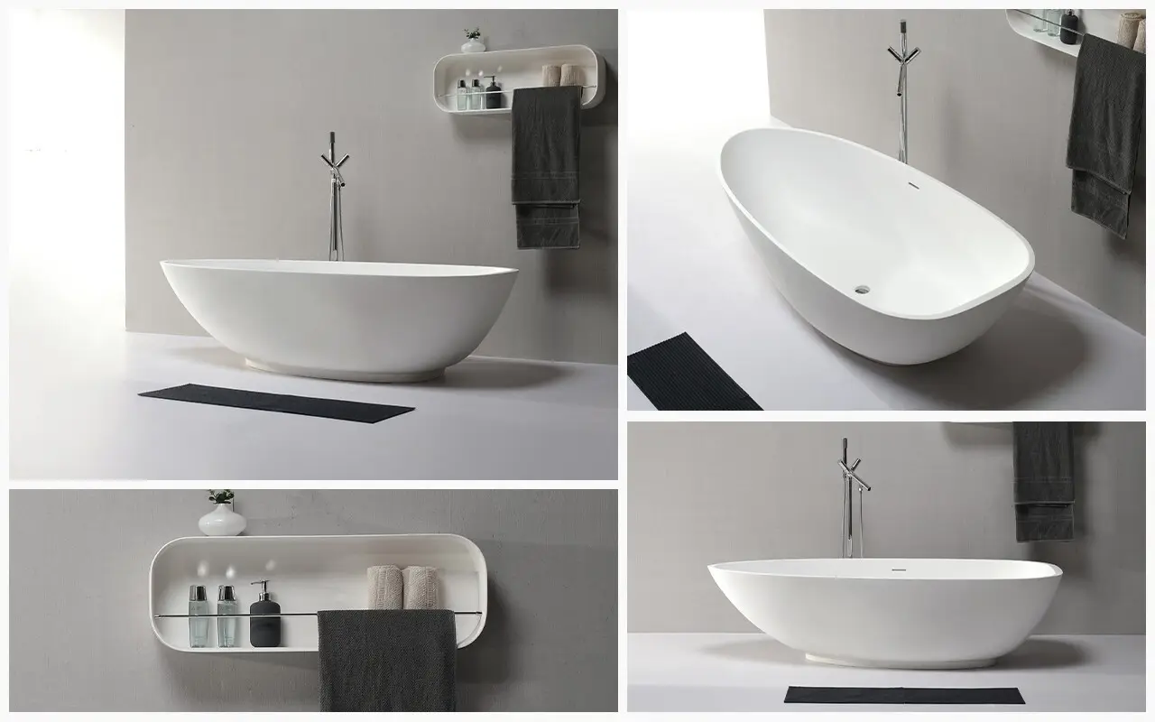 KingKonree black stone resin bathtub supplier for bathroom 4