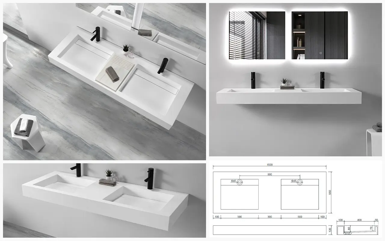 KingKonree rectangular wall hung basin customized for toilet 3