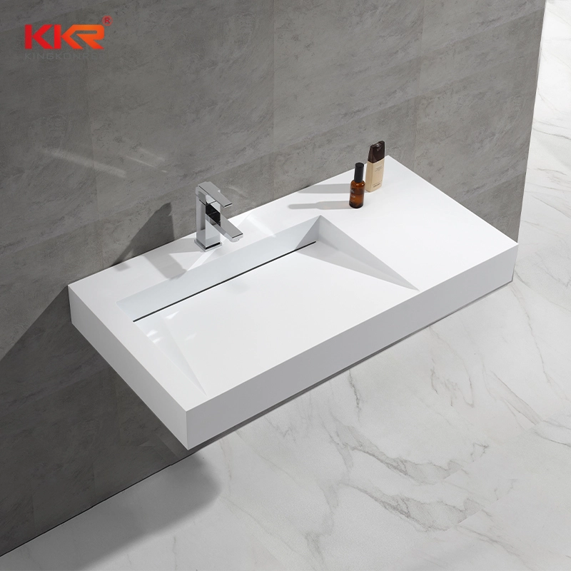 KKR Hotel Bathroom Sink Acrylic Solid Surface Wall Hung Wash Basin KKR-1375 1