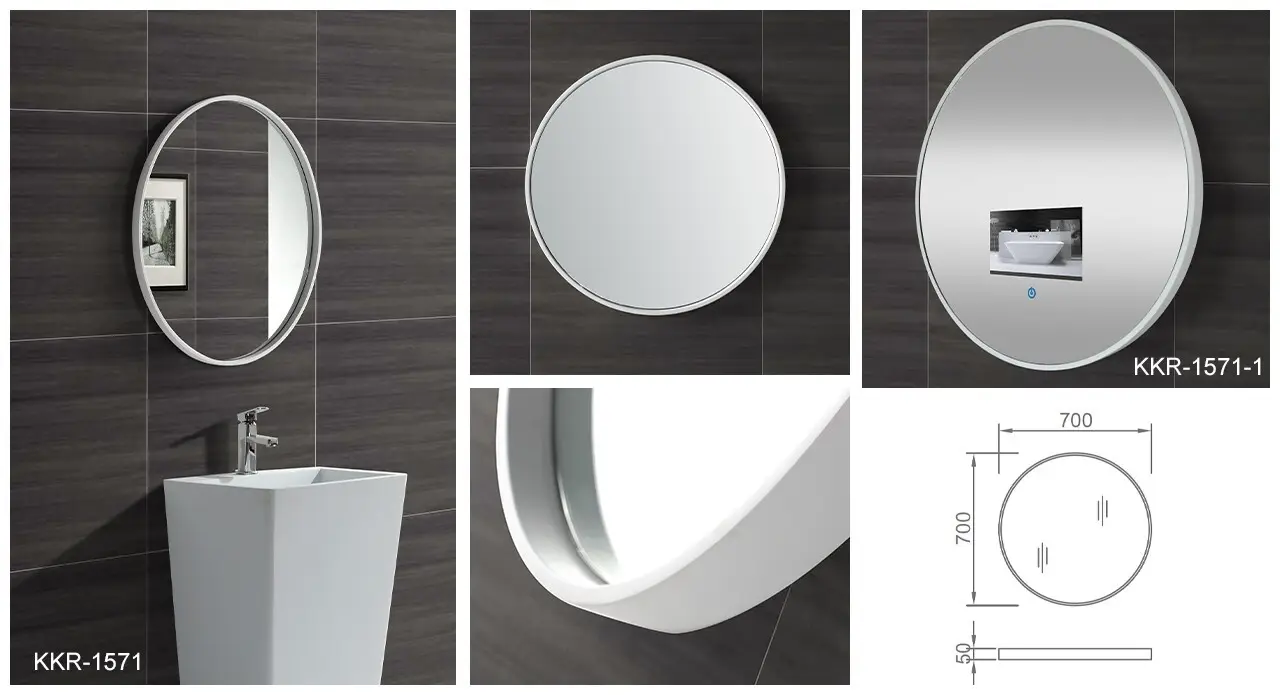 KingKonree handled led mirror customized design for toilet 2