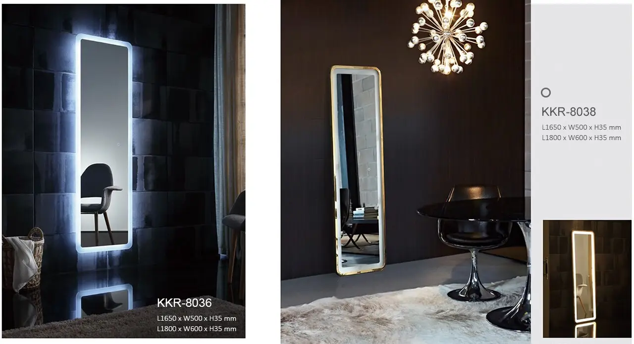 KingKonree concrete led mirror circl customized design for bathroom 2