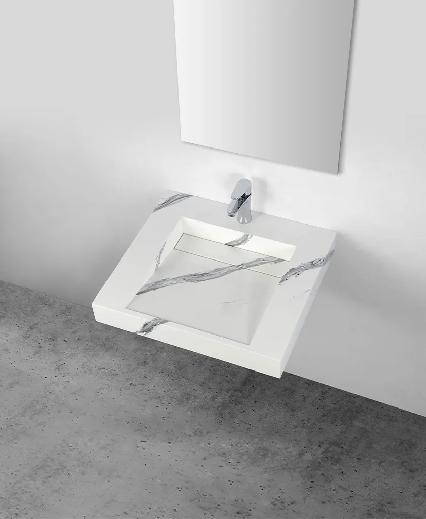solid solid surface wall hung basin customized for toilet 2