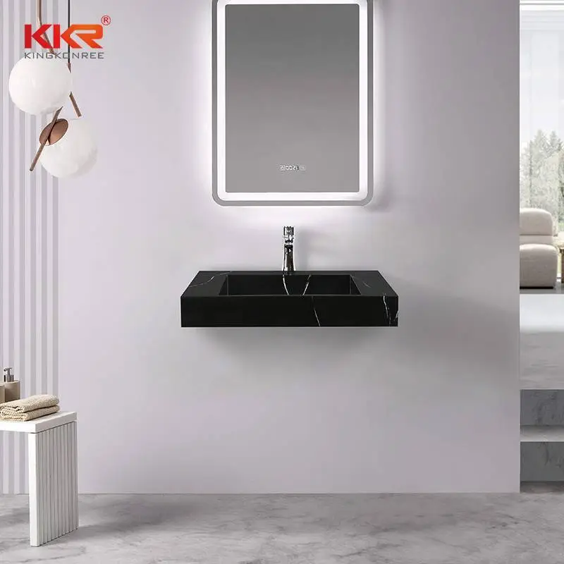 KKR Balck Marble Pattern Wash Basin Wall Hung Bathroom Basins Bathroom Sink KKR-M8858-B 1