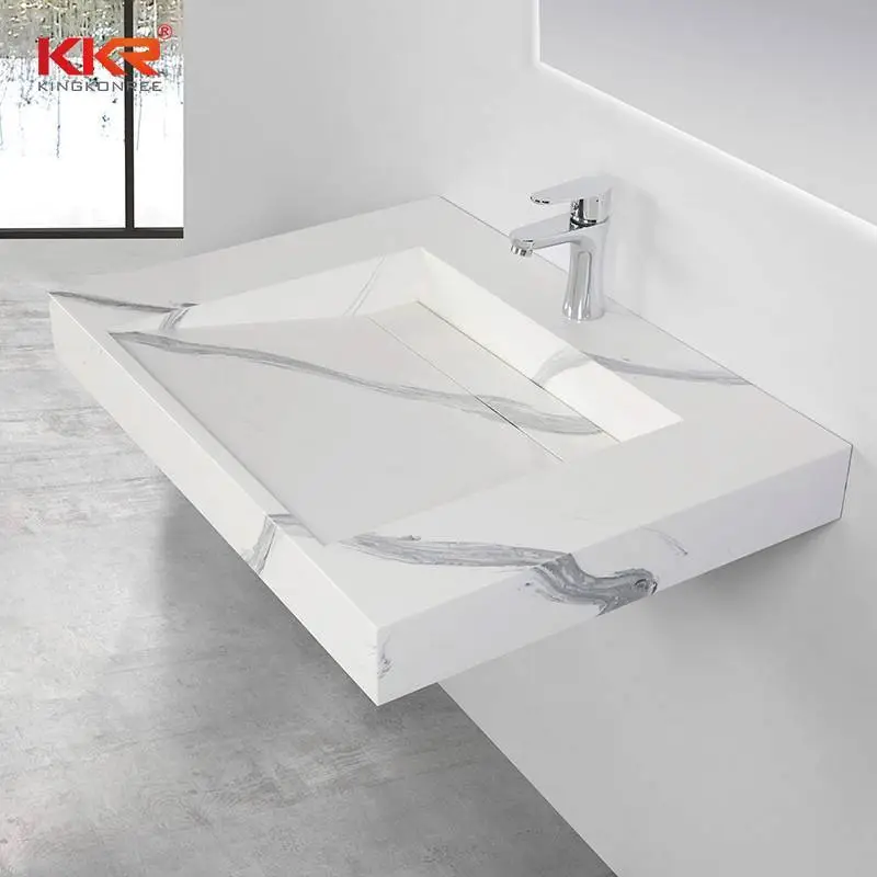 Kingkonree Reinweißes Waschbecken mit fester Oberfläche, WC-Waschbecken/WC-Handwaschbecken KKR-USVS-30 1