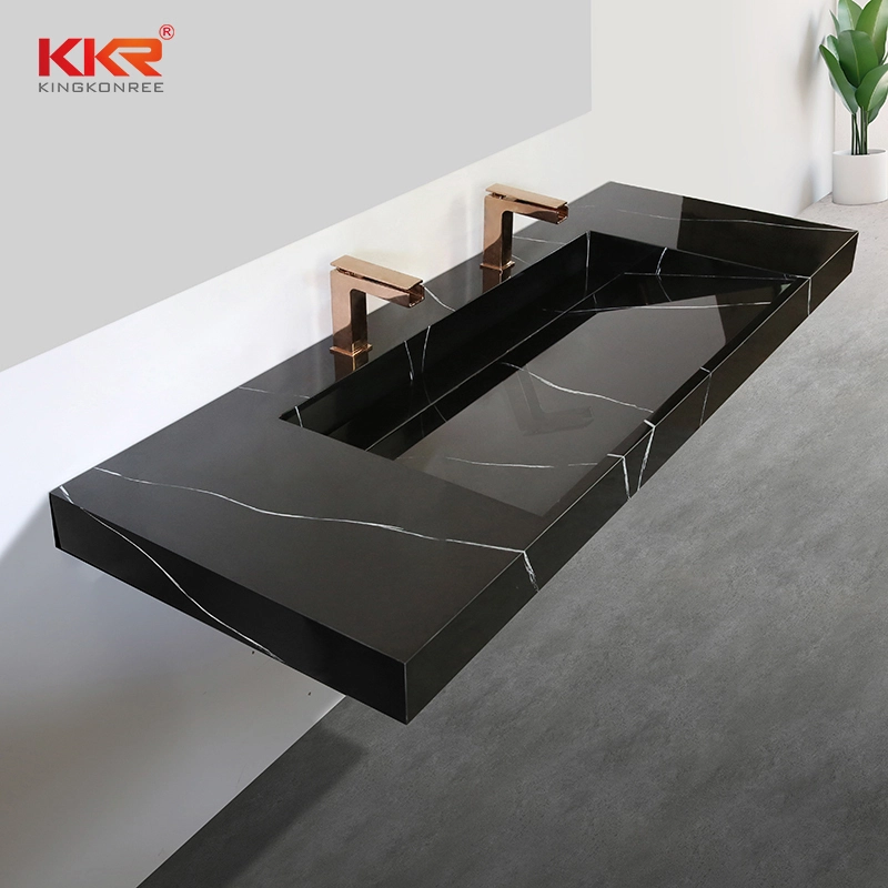 Kingkonree Artificial Stone Black Bathroom Sink Vanity Basin KKR-USVS-60 - 8858 1