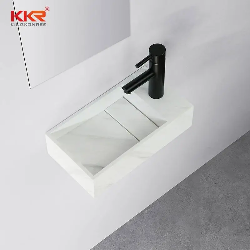 Lavabo a parete per lavabo sospeso in pietra di resina acrilica con superficie solida per il progetto KKR-1106 1