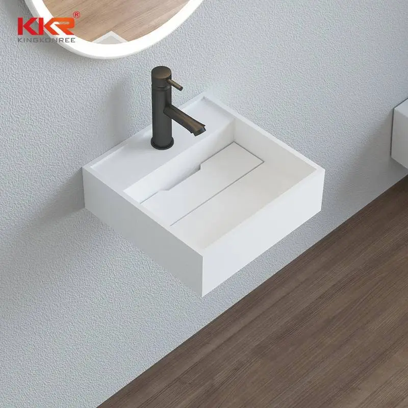 KKR White Matt Bathroom Face Washing Basin Vanity Sink Solid Surface Basin KKR-1117 1