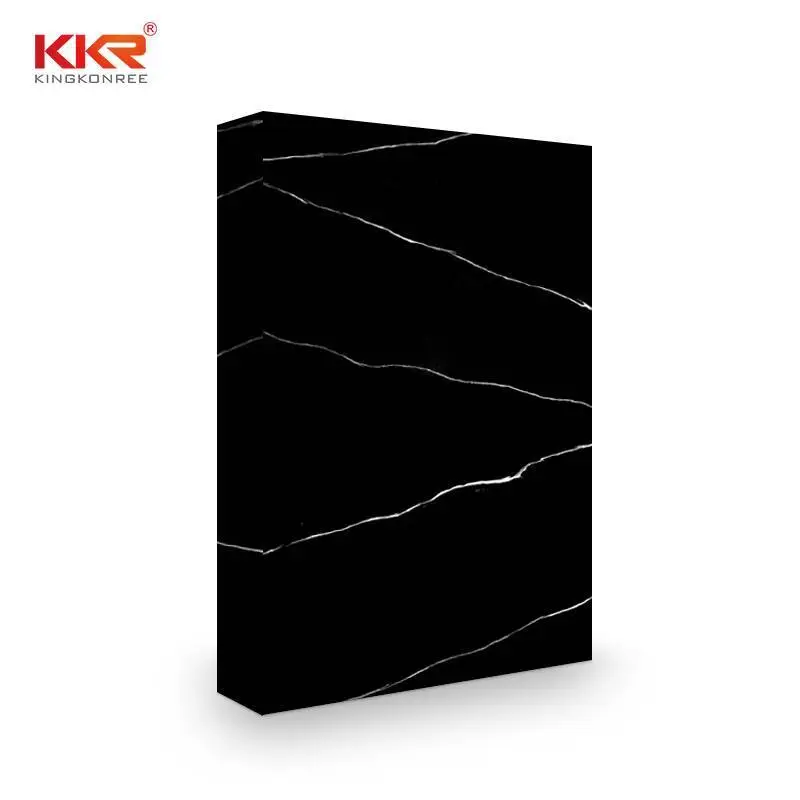 KKR Black Marble Pattern Acrylic Solid Surface Sheet Resin Stone Slab Sheet For Countertop KKR-M8858-B 1