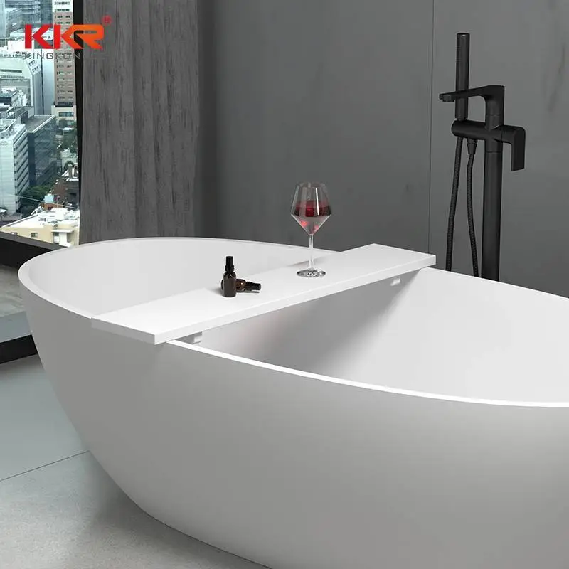 Nuovo vassoio personalizzato per vasca da bagno in pietra acrilica artificiale artificiale per hotel, vassoio da bagno bianco di lusso 1