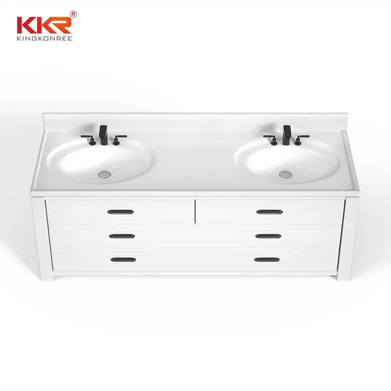 Mobile da bagno con doppio lavabo in superficie solida 1