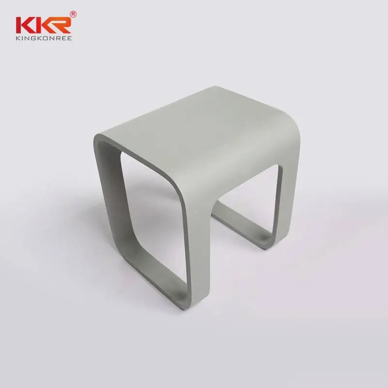 Acrylic Stone Bathroom Shower Bench Stools in Matte Cement Grey Shower Stool 1