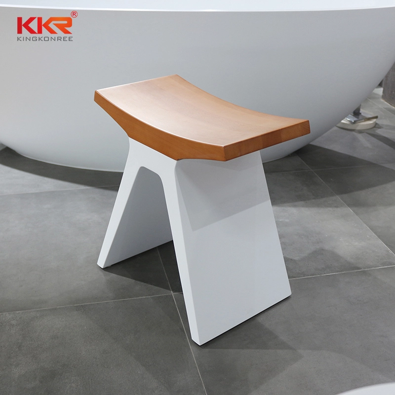 Sgabello da doccia dal design elegante Sgabello da bagno in superficie solida acrilica Sgabello in pietra artificiale KKR-Stool-R 1