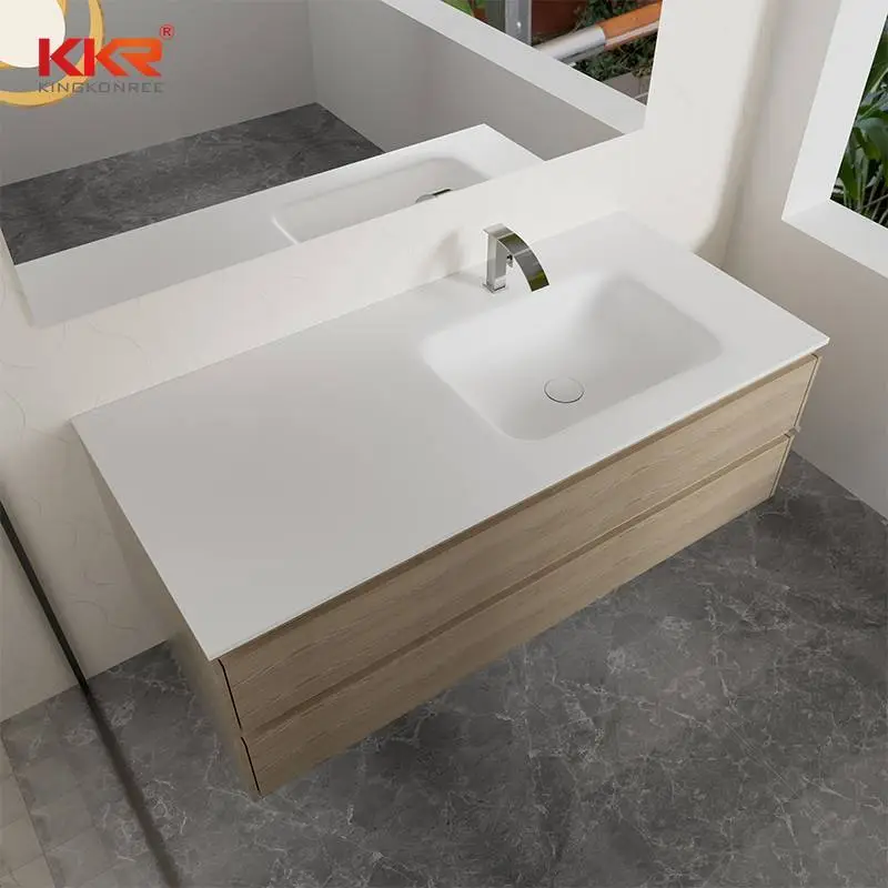 Silky Smoothness Solid Surface Bathroom Vanity Tops with Integrated Sink 1