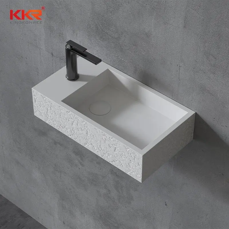 Lavabos blancos con sensación de textura de hormigón 1