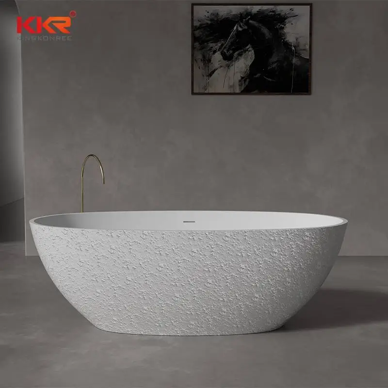 Concrete Texture Sense Soaking White Bathtubs KKR-B003 1