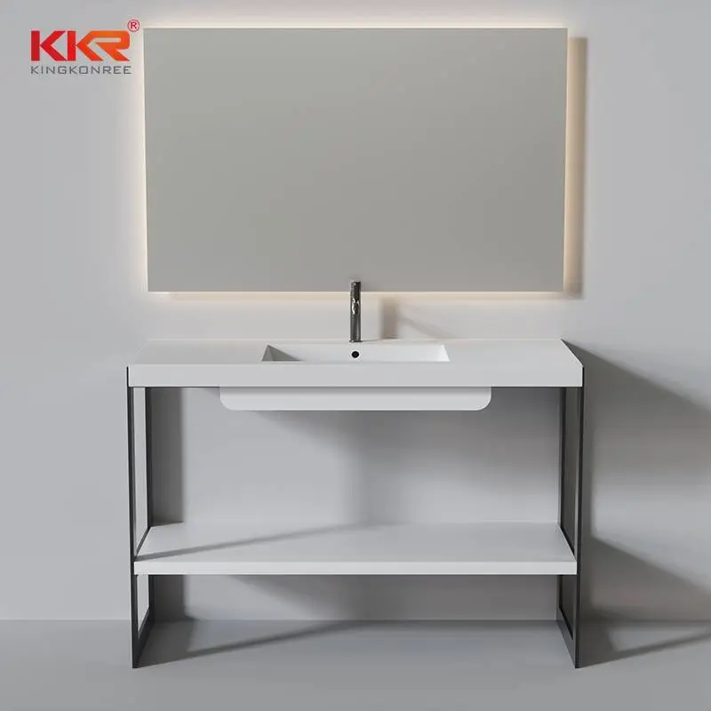 Badezimmer-Waschtisch-Sets, Handwaschbecken, Waschbecken mit fester Oberfläche, Regal passend mit Stahlsockel KKR-1235 1
