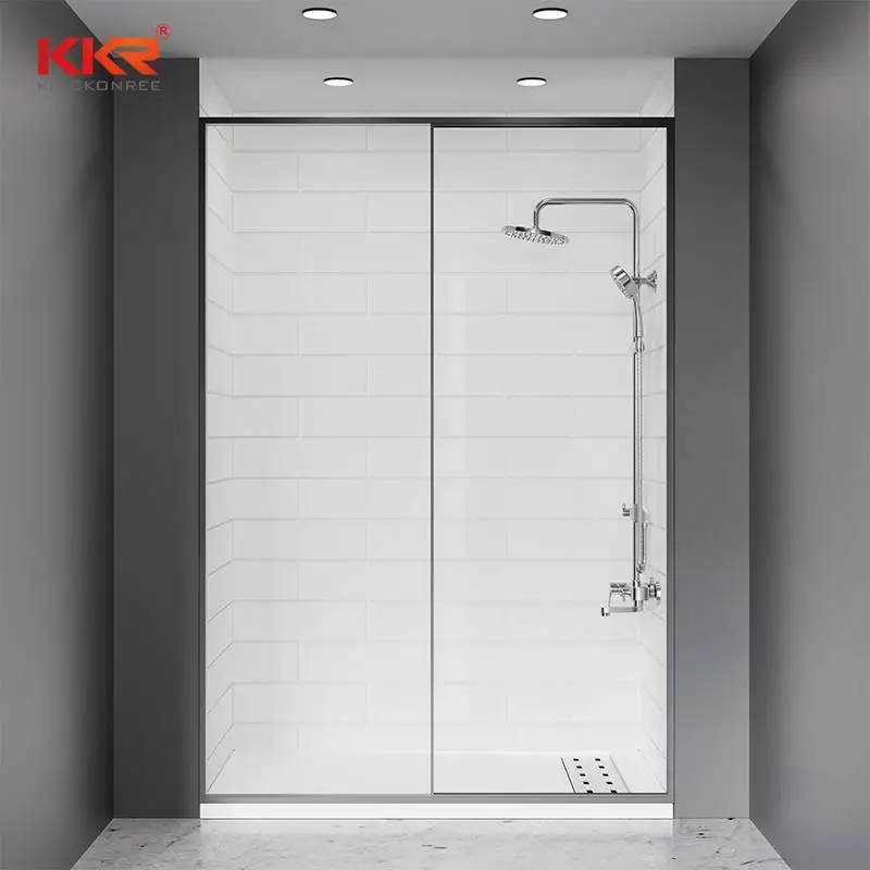 Kingkonree Custom Cultured Marble Surround מקלחת שיש לבן קיר מקלחת KKR-CMW03 1