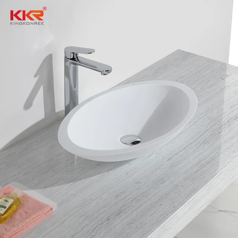 KingKonree KKR Egg shape acrylic solid surface countertop wash basin KKR-1301 Above Counter Basin image8