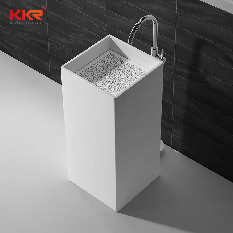 KingKonree Good quality square faux stone freestanding wash basin KKR-1382 Freestanding Basin image13