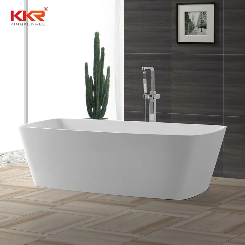 KingKonree Big size rectangle atrifial stone acrylic solid surface bath tub with length over 1800mm KKR-B026 Solid Surface Bathtub image23