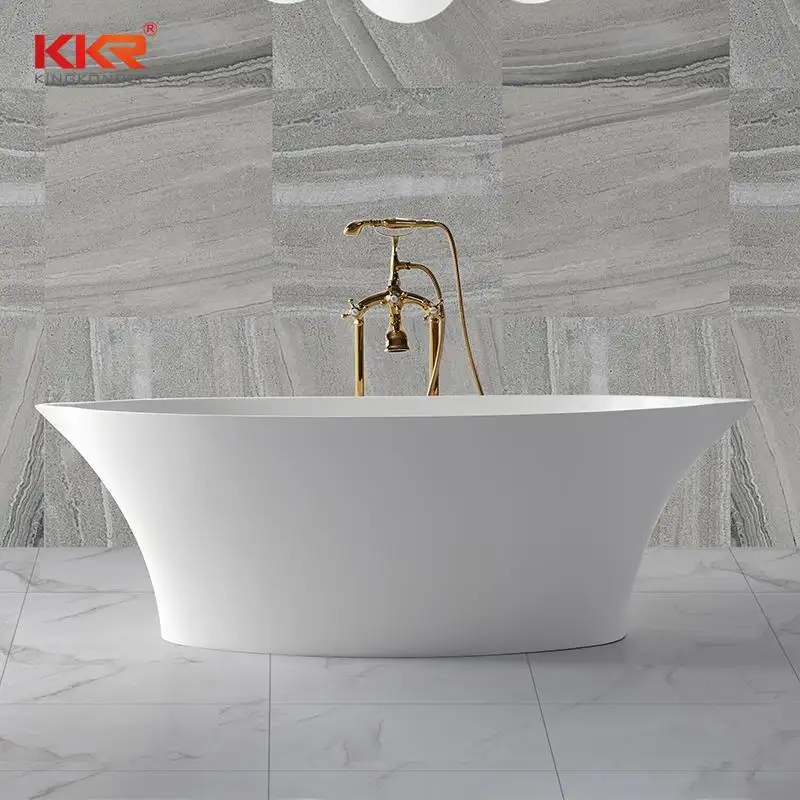 KingKonree Bathroom furniture polymarble acrylic solid surface freestanding bathtub KKR-B011 Solid Surface Bathtub image27