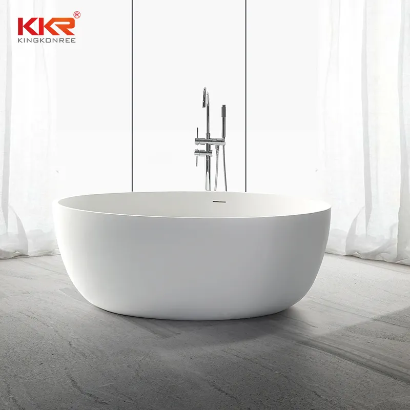 KingKonree Small Size Round Acrylic Solid Surface Freestanding Bathtub KKR-B002 Solid Surface Bathtub image36