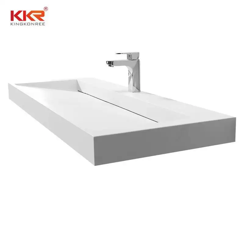 KingKonree Royal White Small Slope Design Solid Surface Cabinet Basin KKR-1264 Cabinet Basin image43