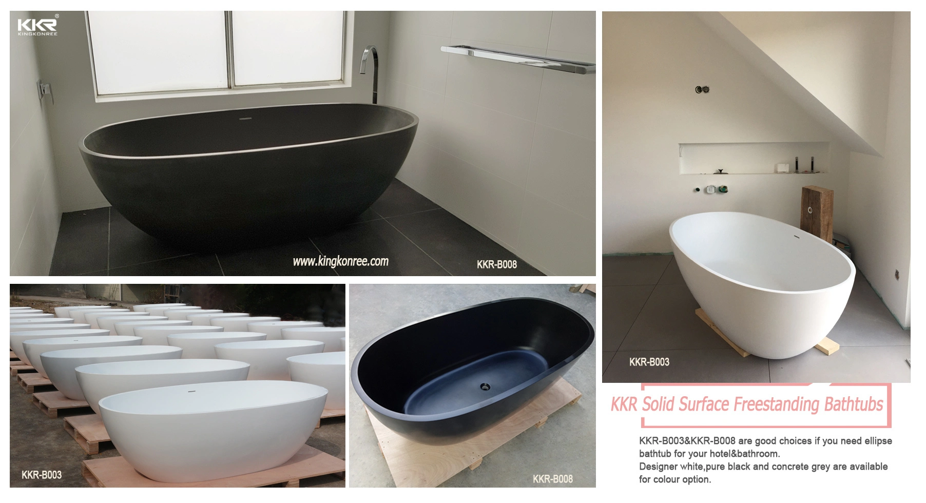 freestanding Solid Surface Freestanding Bathtub selling standing KingKonree Brand 7