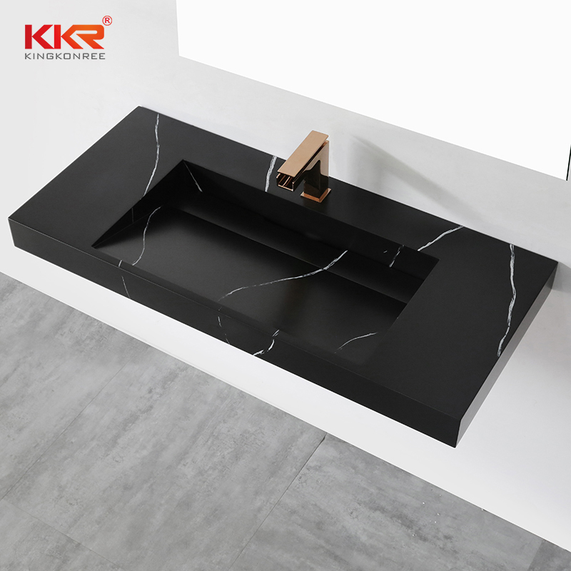 Modern Luxury Art Wall Hung Mounted Sink Solid Surface Acrylic Wall Hang Basin