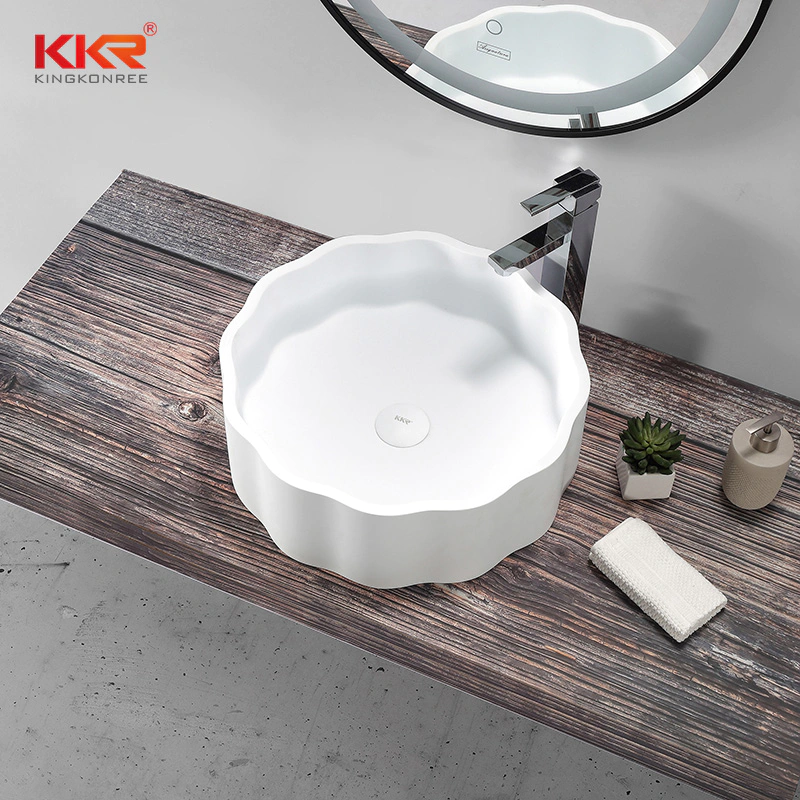 Custom White Artificial Marble Bathroom Sink Wash Basin KKR-1163