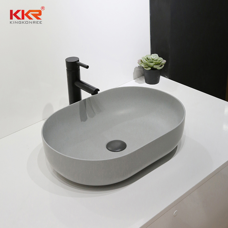 Bathroom Sink Bowl Top Mount Stone Vessel Sink Round Basin Sink