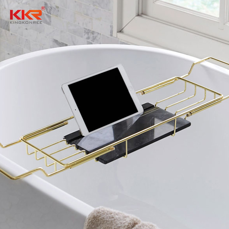 Bathroom Shelf Golden Metal Holder Bathtub Shelves