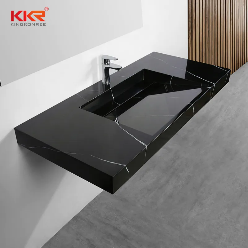 Modern Luxury Wash Basin Art Wall Hung Sink Solid Surface Acrylic Wall Mounted Bathroom Basin KKR-USVS-48 - 8858